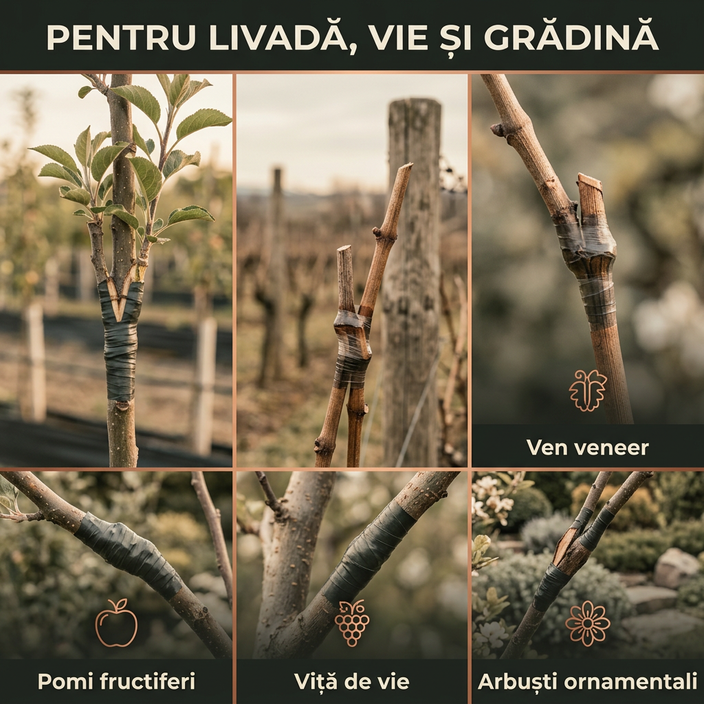 Foarfecă Profesională de Altoit cu 3 Lame Ω, V, U – pentru Pomi Fructiferi și Viță de Vie